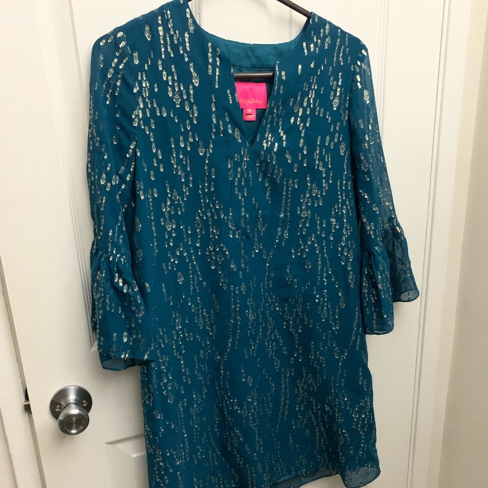 Teal shimmer dress